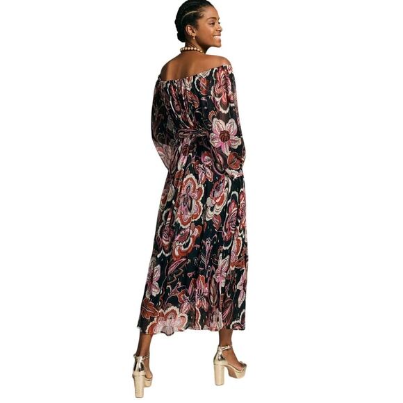 By Anthropologie Sweeping Off-The-Shoulder Maxi Dress Size XL Floral Flowy - Picture 1 of 16